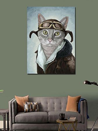 Kanvas Tablo Pilot Kedi