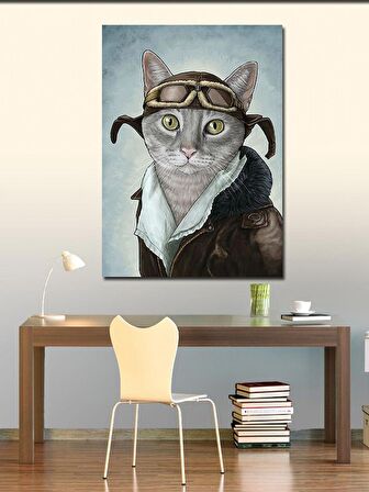 Kanvas Tablo Pilot Kedi