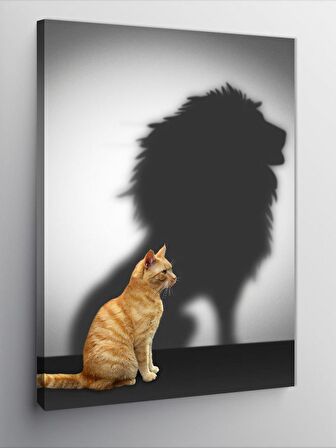 Kanvas Tablo Gölgesi Aslan Olan Kedi