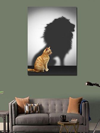 Kanvas Tablo Gölgesi Aslan Olan Kedi