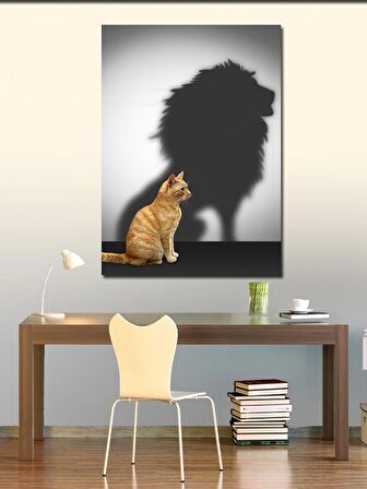 Kanvas Tablo Gölgesi Aslan Olan Kedi