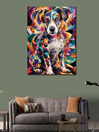 Kanvas Tablo Renkli Boyalı Köpek