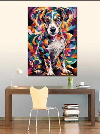 Kanvas Tablo Renkli Boyalı Köpek