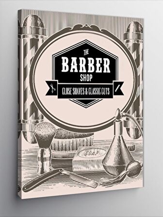 Kanvas Tablo Berber Dükkanı Temalı