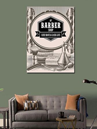 Kanvas Tablo Berber Dükkanı Temalı