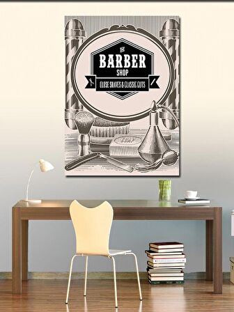 Kanvas Tablo Berber Dükkanı Temalı