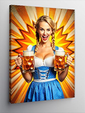 Kanvas Tablo Retro Barmen Kadın