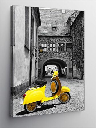 Kanvas Tablo Sarı Vespa Scooter
