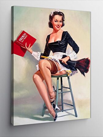 Kanvas Tablo Jartiyerli Pin Up Kadın