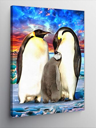 Kanvas Tablo Sevimli Penguen Ailesi