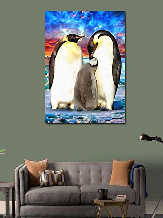 Kanvas Tablo Sevimli Penguen Ailesi