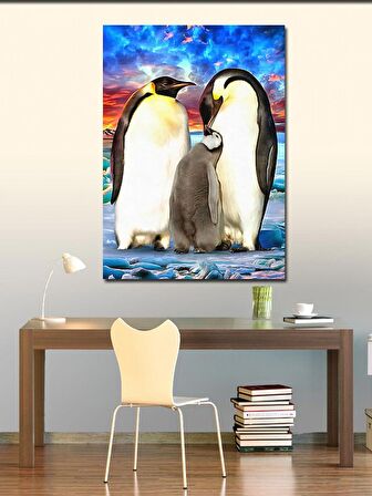 Kanvas Tablo Sevimli Penguen Ailesi