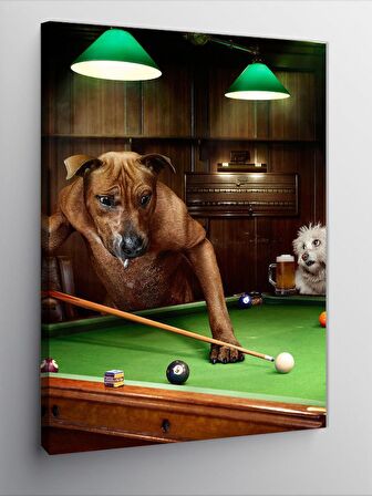 Kanvas Tablo Bilardo Oynayan Köpekler