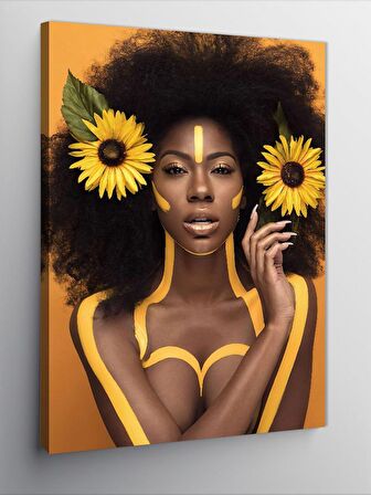 Kanvas Tablo Ay Çiçeği Ve Kadın