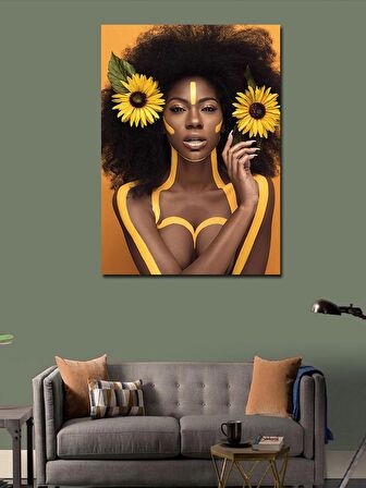 Kanvas Tablo Ay Çiçeği Ve Kadın