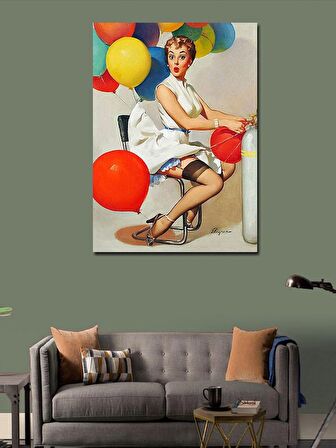 Kanvas Tablo Helyum Basan Kadın