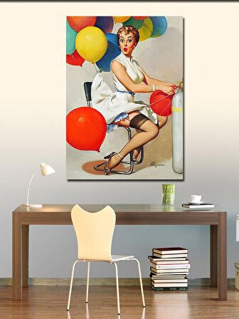 Kanvas Tablo Helyum Basan Kadın