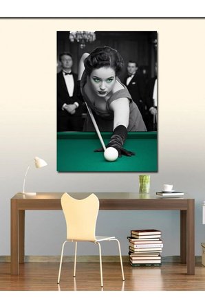 Kanvas Tablo Bilardo Oynayan Tavşan Ve Aslan