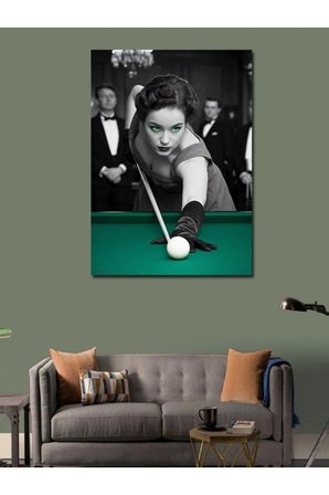Kanvas Tablo Bilardo Oynayan Tavşan Ve Aslan