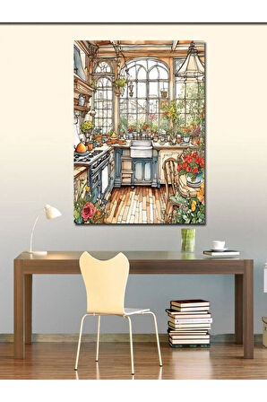 Kanvas Tablo Çiçekli Mutfak