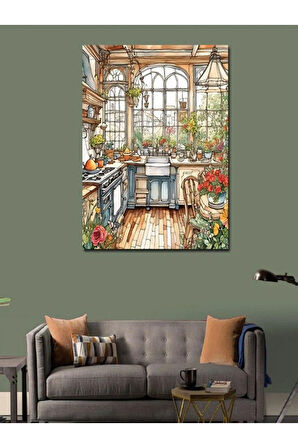 Kanvas Tablo Çiçekli Mutfak