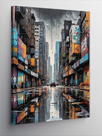 Kanvas Tablo Renkli Cadde