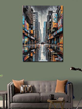 Kanvas Tablo Renkli Cadde