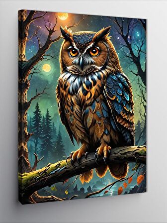 Kanvas Tablo Daldaki Baykuş