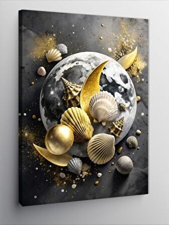 Kanvas Tablo Dolunay Ve Deniz Kabukları