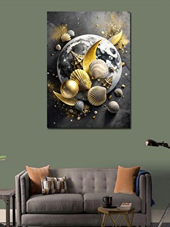 Kanvas Tablo Dolunay Ve Deniz Kabukları