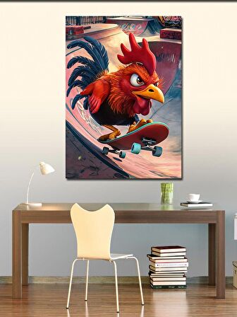 Kanvas Tablo Kaykay  Süren Horoz