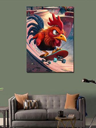 Kanvas Tablo Kaykay  Süren Horoz