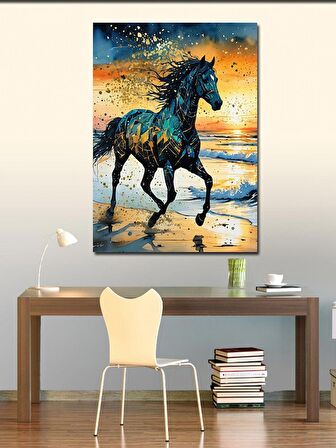 Kanvas Tablo Siyah At Ve Soyut Fon