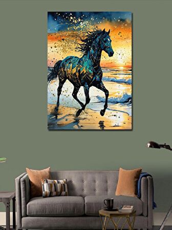 Kanvas Tablo Siyah At Ve Soyut Fon