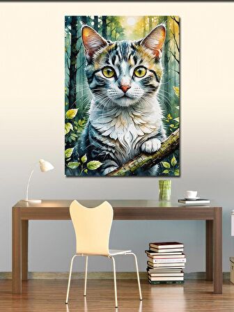 Kanvas Tablo Ormandaki Kedi