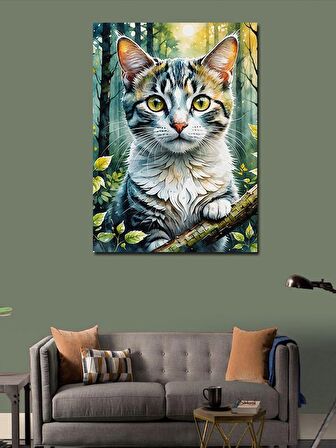 Kanvas Tablo Ormandaki Kedi