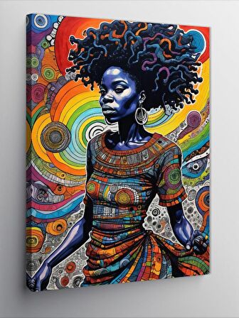 Kanvas Tablo Soyut Fon Afrikalı Kadın