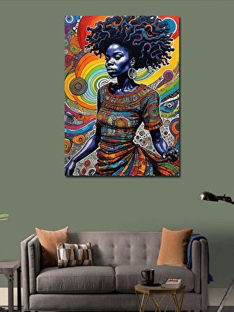 Kanvas Tablo Soyut Fon Afrikalı Kadın