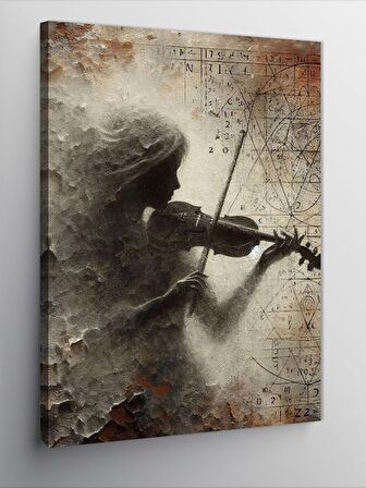 Kanvas Tablo Soyut Keman Çalan Kadın