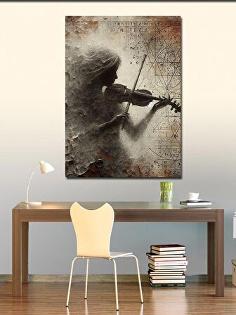 Kanvas Tablo Soyut Keman Çalan Kadın