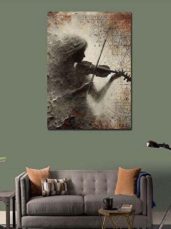 Kanvas Tablo Soyut Keman Çalan Kadın