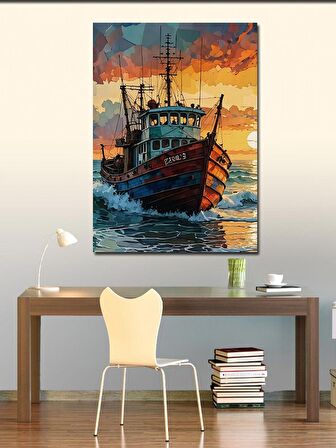 Kanvas Tablo Ahşap Balıkçı Teknesi