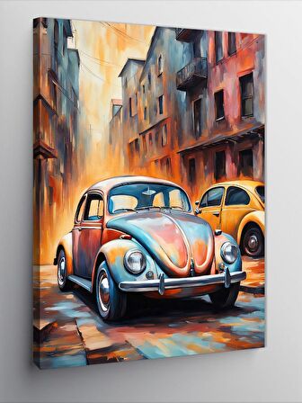 Kanvas Tablo Renkli Klasik Araba Kaplumbağa