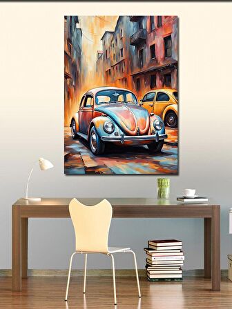 Kanvas Tablo Renkli Klasik Araba Kaplumbağa