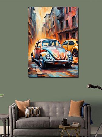 Kanvas Tablo Renkli Klasik Araba Kaplumbağa