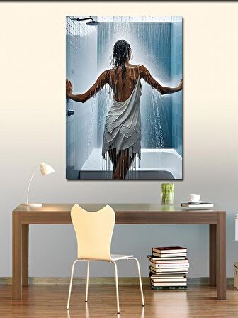 Kanvas Tablo Beyaz Elbiseli Kadın