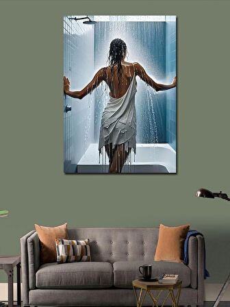 Kanvas Tablo Beyaz Elbiseli Kadın