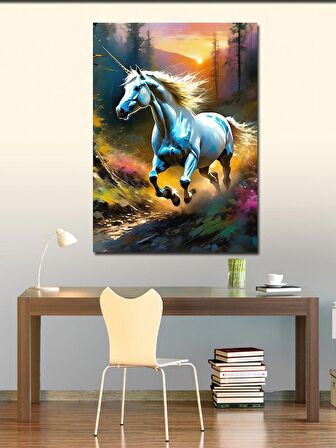 Kanvas Tablo Tek Boynuzlu At