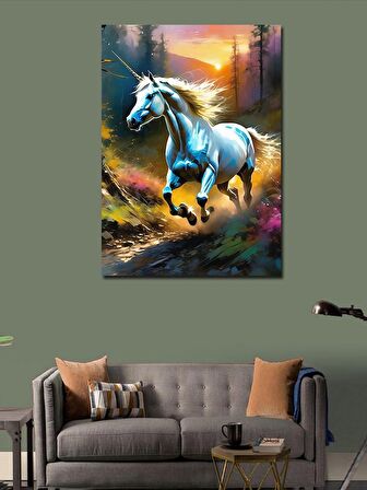 Kanvas Tablo Tek Boynuzlu At