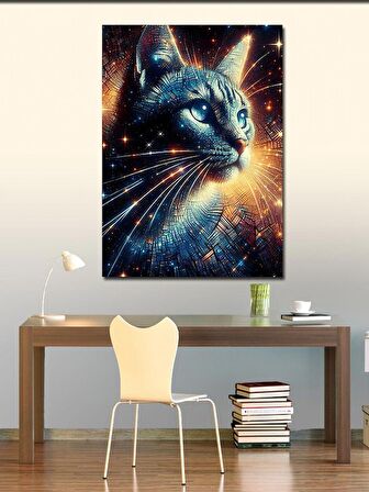 Kanvas Tablo Uzay Ve Kedi